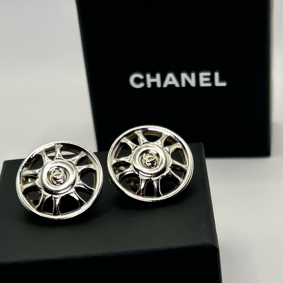 Chanel Silver Coco Mark Earrings - Picture 1 of 6